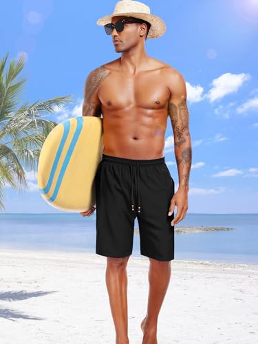 Men's Swim Trunks with Compression Liner 9 Inch Quick Dry Beach Board Shorts with Pockets4