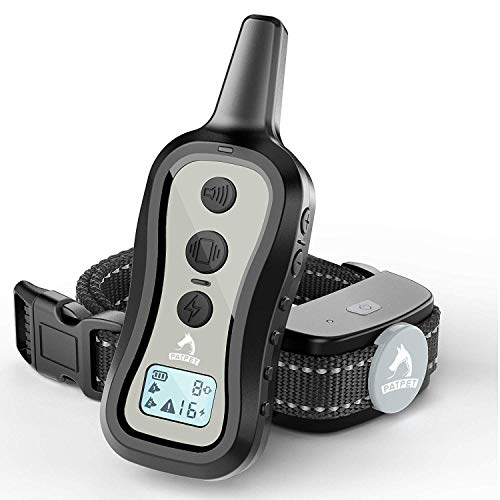 PATPET Dog Training Collar- Dog Shock Collar with Remote, w/3 Training Modes, Beep, Vibration and Shock, Up to 1000 ft Remote Range, Rainproof for Small Medium Large Dogs.