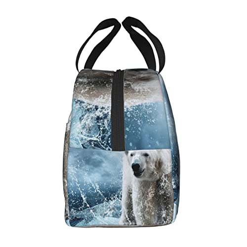 Debou Cool Animal White Polar Bear Insulated Lunch Bag Cooler Tote Reusable Leakproof Lunch Box Easy Clean For Work Office Picnic Beach Or Travel #TOP3