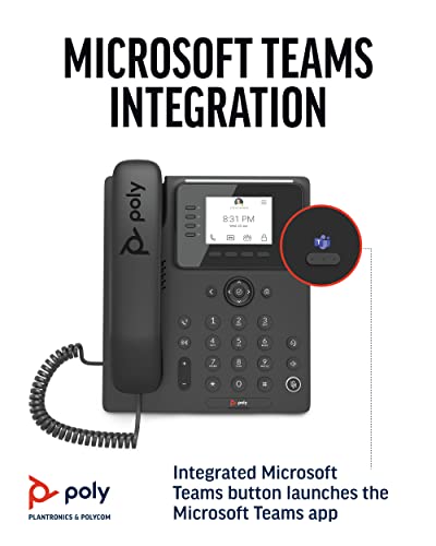 Poly CCX 350 Microsoft Teams integriertes IP-Telefon (Plantronics + Polycom) – blockiert Hintergrundgeräusche – traditionelles Zifferblatt-Erlebnis – Freisprechfunktion – Microsoft Teams Zertifiziert