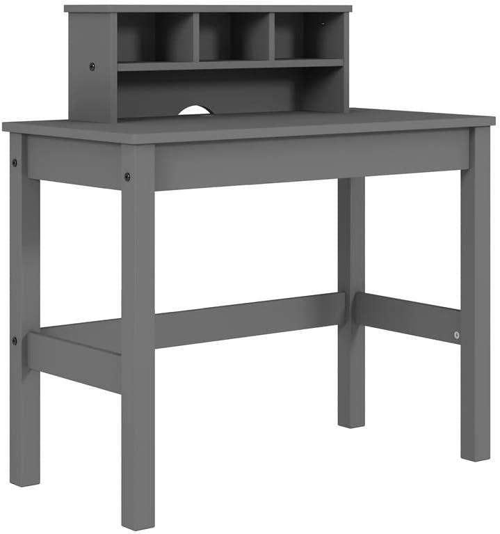 Miniatura 10 de Acme Logan - Escritorio rectangular de madera con gabinete y agujero para cables en color gris