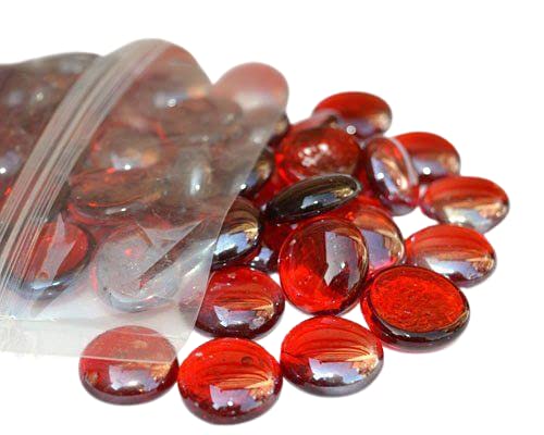 STONED® 200 Approx. Round Decorative Glass Pebbles/Stones/Beads/Nuggets 17-20 mm (Red)