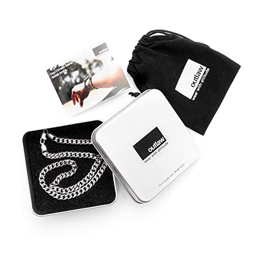 Preisvergleich Produktbild OUTLAW halsketten für herren halskette männer kette silber silberkette panzerkette kubanisch edelstahlkette ketten herrenkette männerkette mens necklace silver chain Mann männerketten schmuck 52