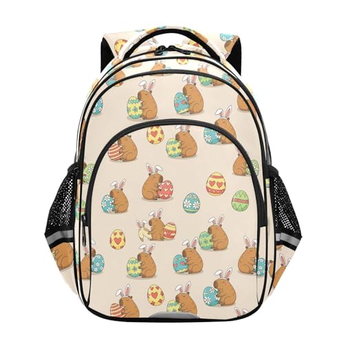 Emelivor Capybara Easter Eggs Kids Backpack School Cute Bookbag Toddler Backpacks Daypacks Bag for Travel,S