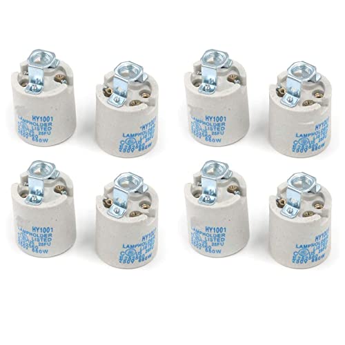 FarBoat 8Pcs E27 Ceramic Lamp Holder Medium Bulb Light Socket Porcelain Adapter 220V 4A 200°C