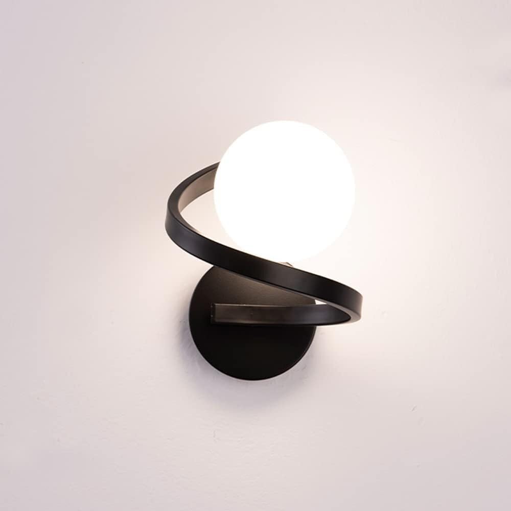 HUAYUSEDF Modern Black d Metal Wall Lamp - White Globe Glass Sconce for Bathroom, Bedroom, Living Room, Corridor, Entryway & Restaurant Stylish Mounted Lighting Fixture (B)(B)