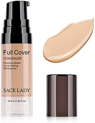Pro Full Cover Liquid Concealer, Waterproof Smooth Matte Flawless Finish Creamy Concealer Foundation Corrector for Eye Dark Circles Spots Face Concealer Makeup Base, 6ml/0.20Fl Oz