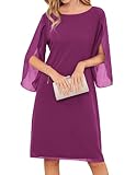 GRACE KARIN Womens Formal Wedding Guest Dress 2026 Chiffon Cocktail Dress Mother of the Bride Dresses Midi Fashion Clothing Mulberry 18
