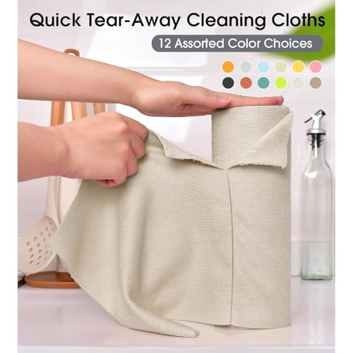 Image of LINEAR Microfiber Cleaning Cloth Roll | Kitchen Towel Roll | Cleaning Towels - Reusable and Washable Cloths for Kitchen, Washable and Reusable (20- Pack) 25 x 26 Cms (1, Cream, Medium)