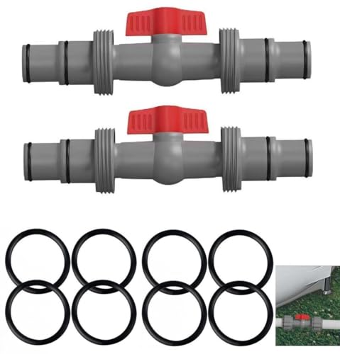 QINGFENGYI Pool Zubehör Schlauchverbinder Pool Absperrhahn 32mm auf 38mm Pool Schlauchadapter Absperrhahn Absperrventil Kugelhahn Ventile für Schlauch Ø 32/38mm für Oberirdische Pool (1 Gray)