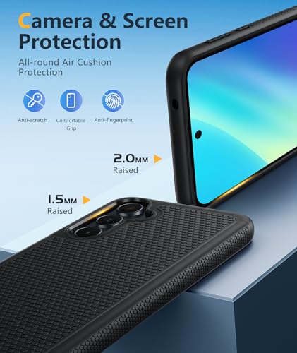 Image of FNTCASE for Galaxy A35-5G Phone Case - Military Grade Drop Protection, 14ft Drop Tested, Screen Protector Included, Anti-Slip Textured, TPU+PC Dual Layer Shockproof Samsung a35 Case Cover (Black)