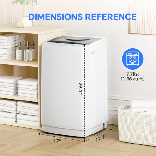 Portable Washing Machine, 1.06 Cu.Ft. Full-Automatic Laundry Machine with Child Safety Lock, 10 Wash Cycles & 3 Water Levels, 7.7 LBS Compact Washer for Apartment Dorm RV Camping, White - Image 2