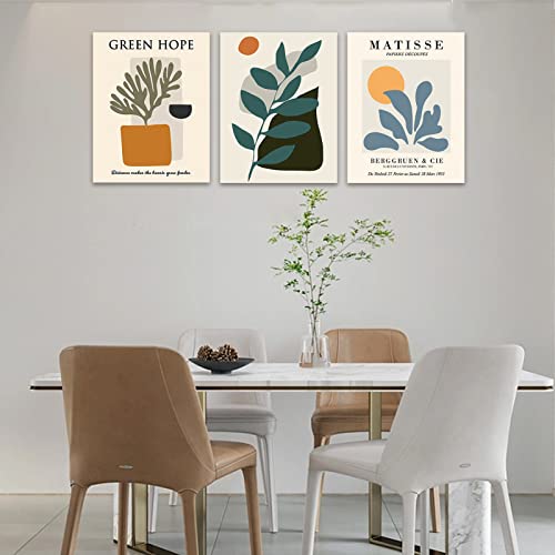 Boho Wall Art Set Of 3, Boho Room Decor, Mid Century Modern Wall Art Prints, Neutral Abstract Geometric Prints Minimalist Art Framed Canvas Prints Artwork 12" X 16" For Bedroom Living Room Bathroom #TOP4