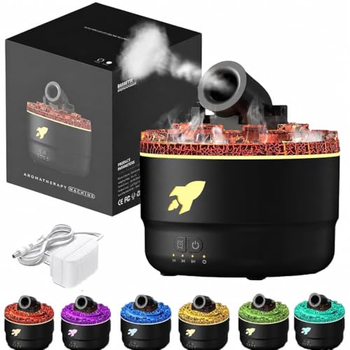 Image of Bedroom Humidifier for Sleep Essential Diffuser with Flame Effect Night Light Ultrasonic Cool Mist Air Quiet USB Auto Shut Off Aromatherapy Diffuser (Cannon Humidifier)