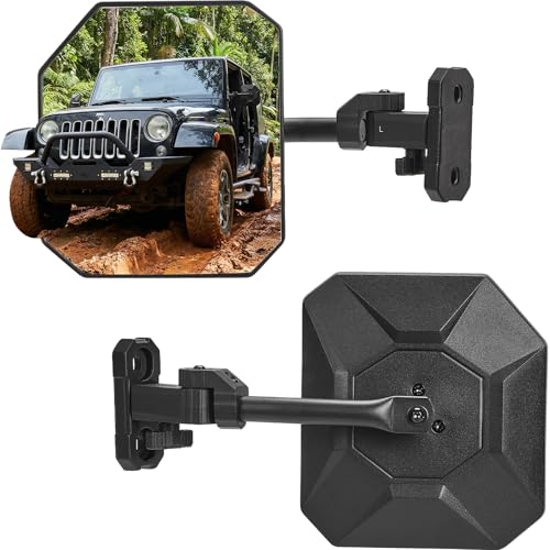 JOYTUTUS Mirrors Doors Off Compatible with 1997-2018 Wrangler TJ JK JKU Unlimited 9 Extra Large HD Glass with 360 Adjustable Angle for Off-Road
