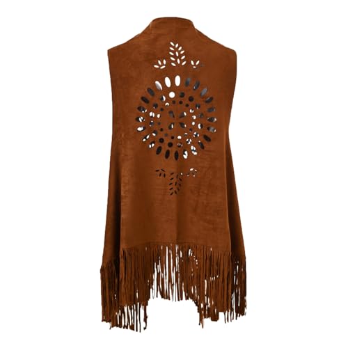 JOAU Women's Hollow Out Faux Suede Fringed Shawls and Wraps, Vintage Stole Shrug Cape Scarf with Long Tassels2