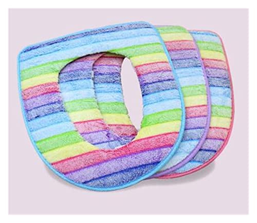PEVSCO toilettensitzbezüge WC-Sitzkissen Regenbogen-Korallen-Samt-warmes und Komfortables Toilettensitzschutz for Badezimmer-Musterkissen-Pads gepolsterter toilettensitz – Bild 6