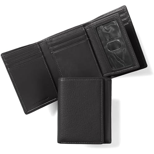 Leatherology Men's Trifold Wallet with Removable Card Holder - Black Onyx