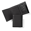 Leatherology Black Onyx Mens Leather Trifold Wallet with Removable Card Holder Full-Grain Leather, Double Bill Compartment & 9 Card Slots
