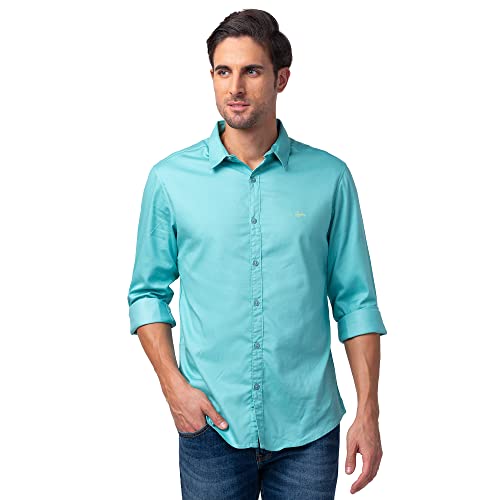 Image of Spykar Men's Slim Fit N /A Full Sleeve Solid Casual Shirts