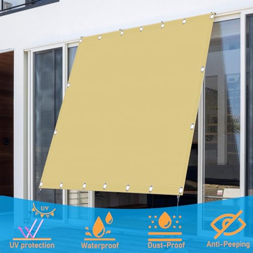 Voile d'ombrage rectangulaire 2x3.8m imperméable sable pour terrasse
