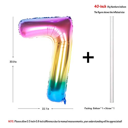 Image of 40 Inch Rainbow Digit Helium Foil Birthday Party Balloons (Dark Rainbow 7)