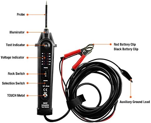 allsun Automotive Circuit Tester Probe 2-24V DC Circuit Tester Car Diagnosing Electrical Tool EM287