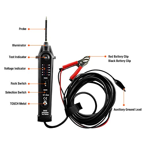 allsun Automotive Electrical Tester with Voltage Display, 2-24V Digital Circuit Test Tool, Power Short Finder Probe with LCD Screen, Polarity Indicator, 5m Cable for Car DIY Diagnostic Repair - Thumbnail 3