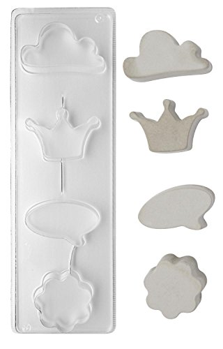 Rayher Soap Mould with Motifs, Depth 3 cm, Cloud, Various, White, 3.45 x 1 x 0.33 cm
