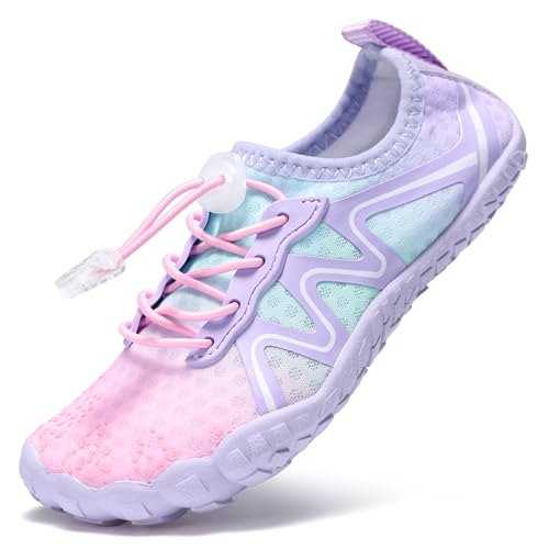 Image of Stelle Water Shoes for Kids Girls Boys Swim Beach Hiking Barefoots Shoes for Toddler/Little/Big Kids（Mermaid Ombre，13ML）