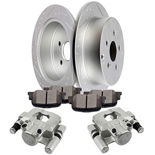 Image of cciyu Rear Brake Kits with Calipers - 2 Dics Rotors & 4 Ceramic Pads & 2 Calipers With Bracket fit For Scion 2010
