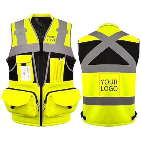 JHPAZUJA Safety Vest for Men with 16 Pockets Reflective Vest (Yellow, X-Large) Cover