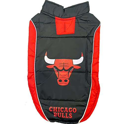 Nba Chicago Bulls Puffer Vest For Dogs & Cats, Size Medium. Warm, Cozy, And Waterproof Dog Coat, For Small And Large Dogs/Cats. Best Nba Licensed Pet Warming Sports Jacket #TOP8