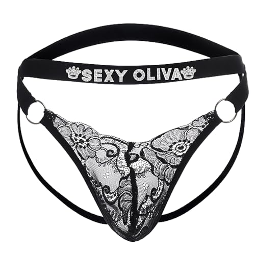 Custom Mens Sexy Thongs with Rhinestone Letters, Personalized Gifts with Name or Phrases, Exotic Lace Panties for Men