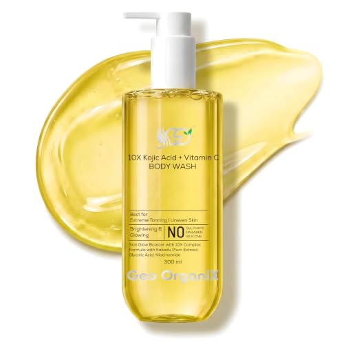 Image of 10X Kojic Acid Body Wash with Vitamin C, Glycolic Acid, Niacinamide & Kakadu Plum Extract | Brightening Body Cleanser for Tan Removal, Dark Spots | Paraben Free | Men & Women | 300ml