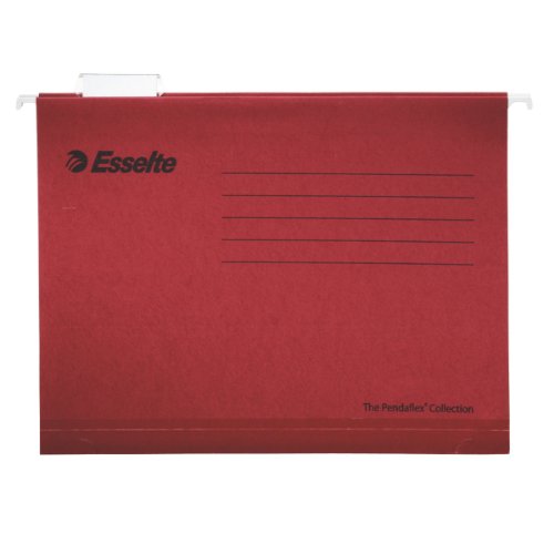 Esselte Classic A4 Suspension Files V-Base 15 mm to Square 30 mm Red, Pack of 25