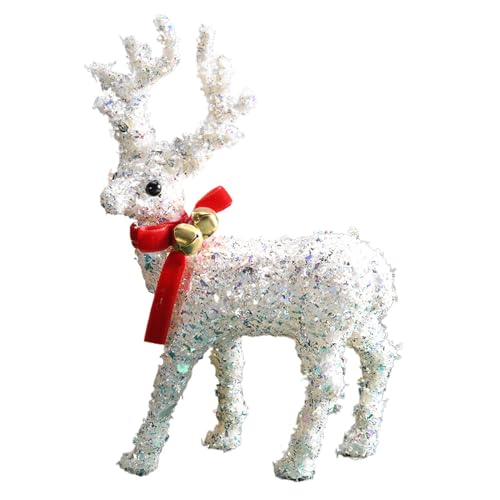 Cerf de Noël scintillant avec écharpe pour décoration extérieure et maison