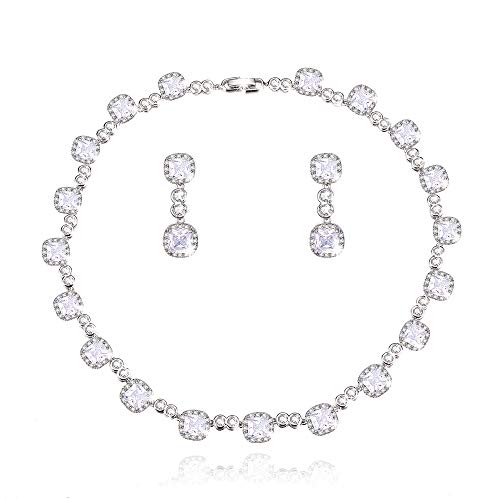 Preisvergleich Produktbild Joeyan Damen Halskette Hochzeit Ohrhänger Strass Weiße Schmuckset Kristall
