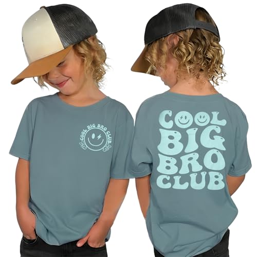 AG AGUU Big Brother Shirt Toddler Boys Cool Big Bro Club Tshirt Sibling Reveal Promoted to Big Brother Gift for Toddler Boy(Dusty Blue 2-3T)
