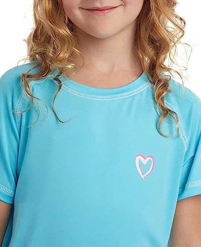 Image of Pink Platinum Girls Swim Shirt - Lightweight Quick Dry Short Sleeve Rash Guard for Girls, Swim Top w /UPF 50+ Sun Protection