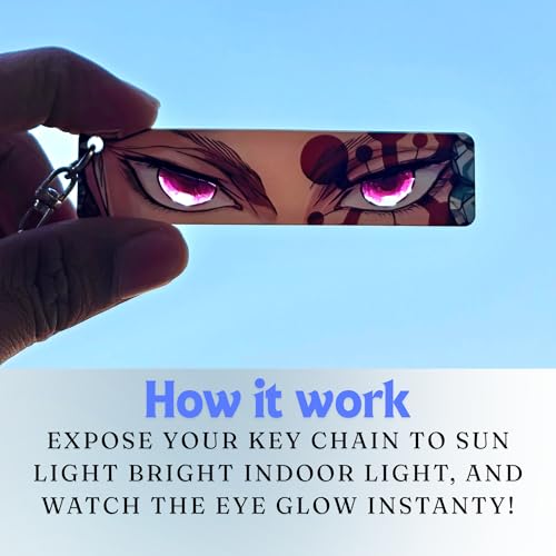 Image of Dem-on Slayer Anime Acrylic Glowing Eyes Keychain | Luminous Eye Glow Key Ring | Premium Otaku Accessory for Bags, Bikes, Cars, Backpacks & Key Holder