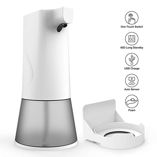 Preisvergleich Produktbild Poesy Seifenspender Automatisch, Elektrischer Schaumspender mit 2 Flüssigkeitsstand,Seifenspender Wandmontage Sensor Infrarot,Berührungslos Schaumseifenspender für Bad, Küche, Öffentlicher Ort
