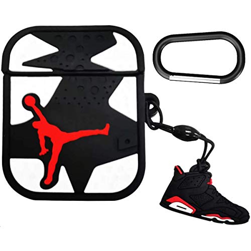 Woocon for Jordan Airpods Case,Cool NBA AJ Cute Character Cartoon Silicone Protective Cover