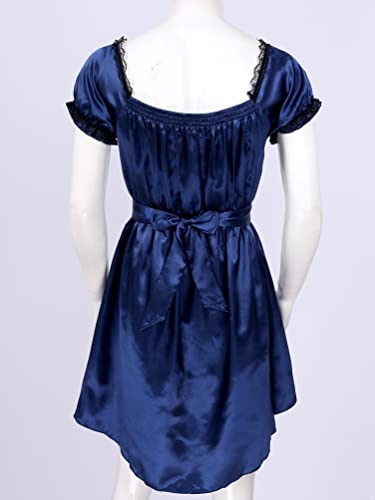 Mens Soft Satin Short Sleeve Girly Maid Sissy Crossdress Lingerie Dress Nightwear Pajamas4