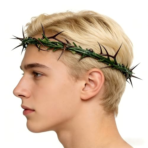 Coroa de espinhos de plástico tamanho real de 20 cm de diâmetro, coroa de espinhos usada para disfarce de Jesus, decoração ornamental para a casa e a igreja durante a quaresma e o Natal.