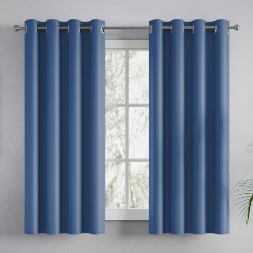 Image of Haus and Kinder Blackout Curtains 5 feet for Window,Pack of 2 Blackout Curtains for Window,100% Room Darkening Curtains Blackout 5 feet Long (Chalk Blue, 114x152 CM)