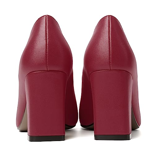 Image of MODENCOCO Womens Sexy Formal Matte Slip On Square Toe Work Block High Heel Loafers Shoes 3.5 Inch