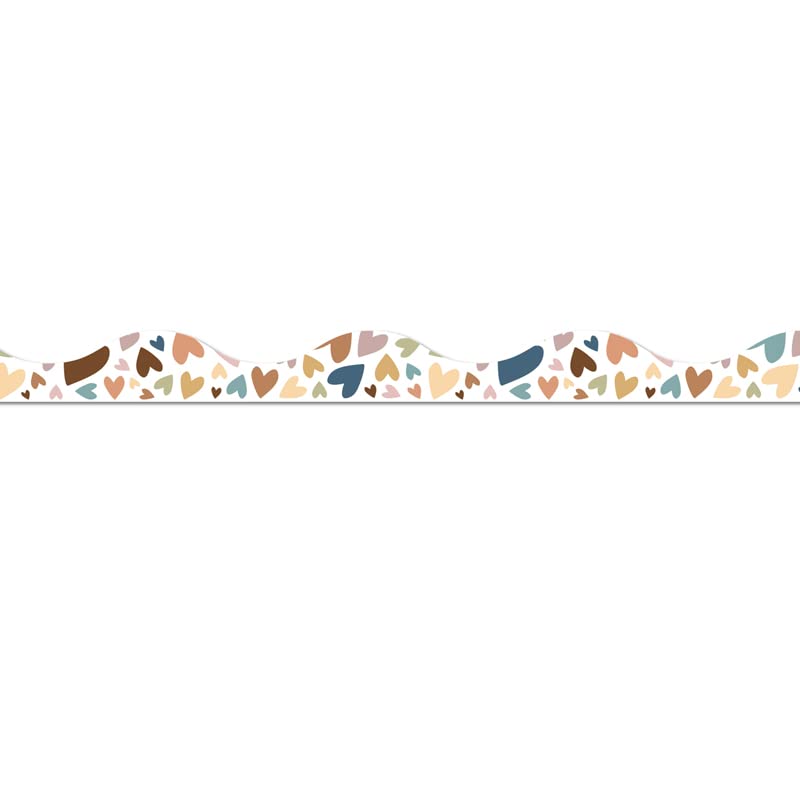 Ashley Productions Magnetic Scallop Border, 12" x 1", Everyone is Welcome Hearts, 12 Pieces