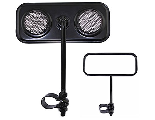 RECTANGULAR BICYCLE BIKE MIRROR BLACK WITH BLACK REFLECTOR bike part, bicycle part, bike accessory, bicycle accessory