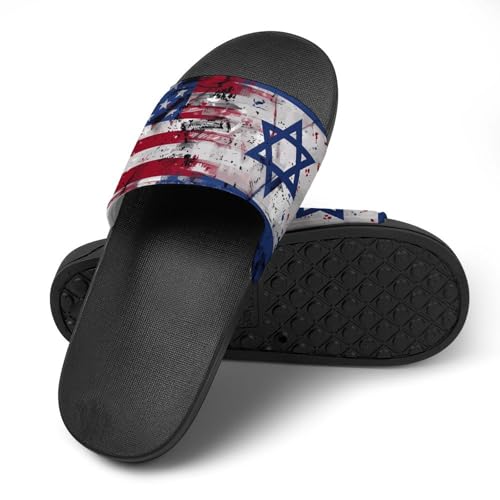 Vintage Israel U.S. Flag Non Slip Slides Sandals for Women Men Quick Drying Shower Shoes for Bathroom Pool Beach4